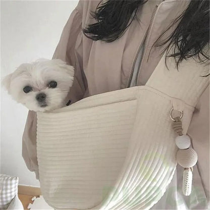 Handmade Dog Bag Pet Kitten Carrier Outdoor Travel Handbag Canvas Single Shoulder Cat Bag Sling Comfort Tote Bag Breathable