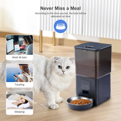 6L TuYa Wi-Fi Or Button Automatic Timmer Pet Feeder Smart Feed Dog Cat Feeder App For Pet  Voice Recorder Food Dispenser Bowl