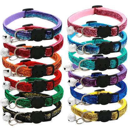 2023 Cat Collar Adjustable with Bell Breakaway Adjustable Kitten Cat Sequin Collar Neck Strap Cat Pet Supplies Puppy Accessories