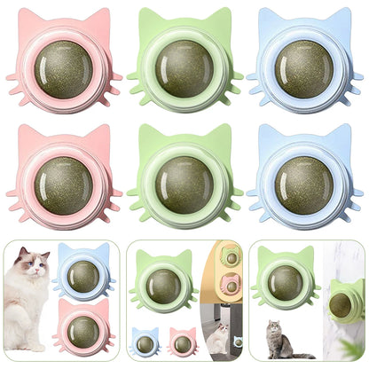 Catnip Wall Ball Cat Toys Pet Toys for Cats Clean Mouth Promote Digestion Kitten Candy Licking Snacks Mint Ball Cat Accessories