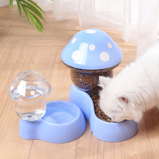 1.8l Pet Automatic Feeder Mushroom Type Anti-tipping Food Bowl Drinking Water Bottle Feeding Bowls For Pet Dogs Cats