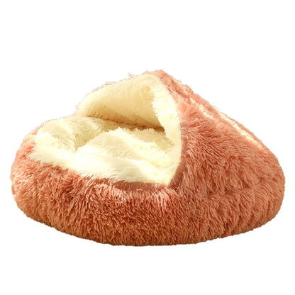 Warm Plush Pet Bed Cat Accessories Enclosed Round Cat Cushion Comfortable Sleeping Bag Cats Pet Products Cat's House Dog Home