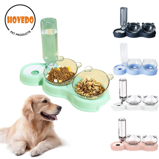 Cat Food Bowl Pet Feeder Automatic Feeder Water Dispenser Pet Food Container Drinking Raised Stand Dish bowl Pet Waterer Feeder