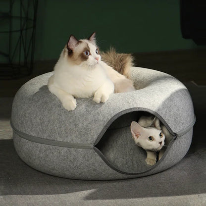 Donut Cat Bed Pet Cat Tunnel Interactive Game Toy Cat Bed Dual-use Indoor Toy Kitten Sports Equipment Cat Training Toy Cat House