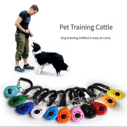 Pet Cat Dog Training Clicker Plastic New Dog Click Trainer Portable Auxiliary  Adjustable Wristband Sound Key Chain Dog Supplies