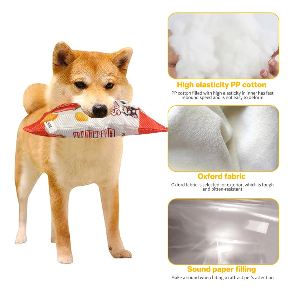 Dog Toy Training Dolls With Sound Pets Entertainment Potato Chips Stuffed Pillow Simulated Cat Bread Interactive Chewing Toys