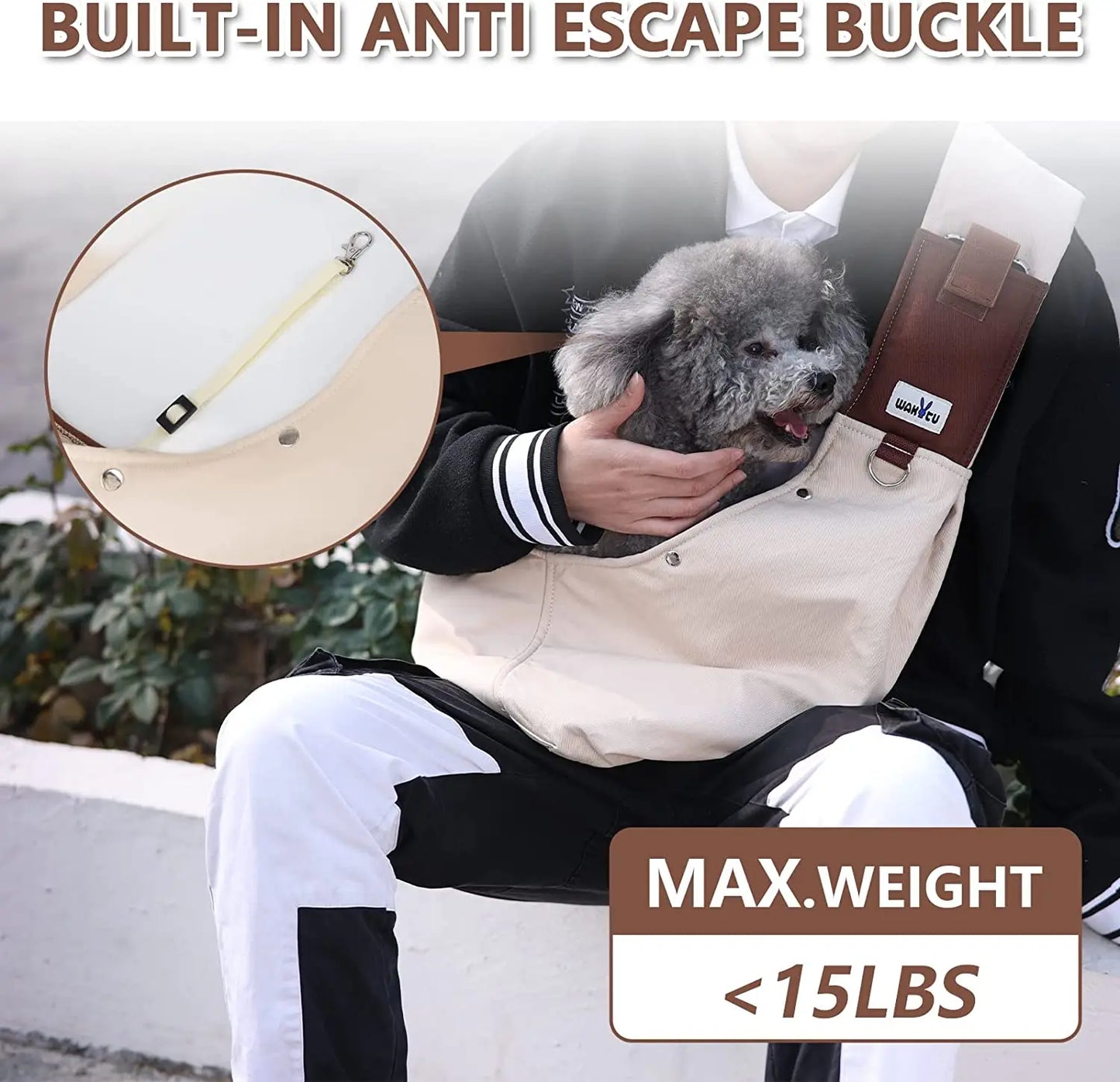 Wakytu Dog Sling Carrier for Small Dogs Reversible Front Dog Carrier with Adjustable Strap Hands Free Pet Papoose Bag for Travel