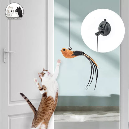 Simulation bird Cat Toy Retractable Hanging Door Type Cat Scratch Rope Mouse Funny Self-hey Interactive Mouse Toy Pet Supplies