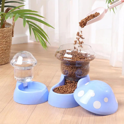 1.8L Pet Automatic Feeder Mushroom Type Anti-tipping Food Bowl Drinking Water Bottle Feeding Bowls Food Dispenser For Dogs Cats