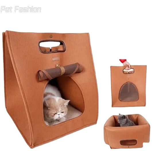 Multi-functional Pet Bed Felt Puppy Cat Washable Collapsible Cat Bed House Warm Nest For Cat Portable Carrier Bag Outdoors