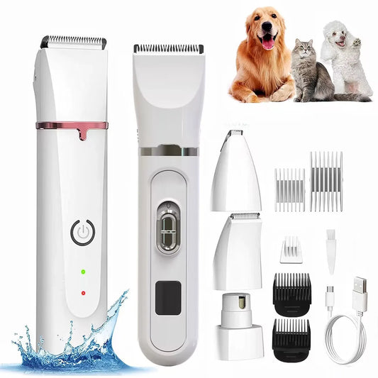 4 in 1 Pet Electric Hair Clipper Dog  Grooming Trimmer Set, USB  Dog And Cat Paw Hair Trimmer.