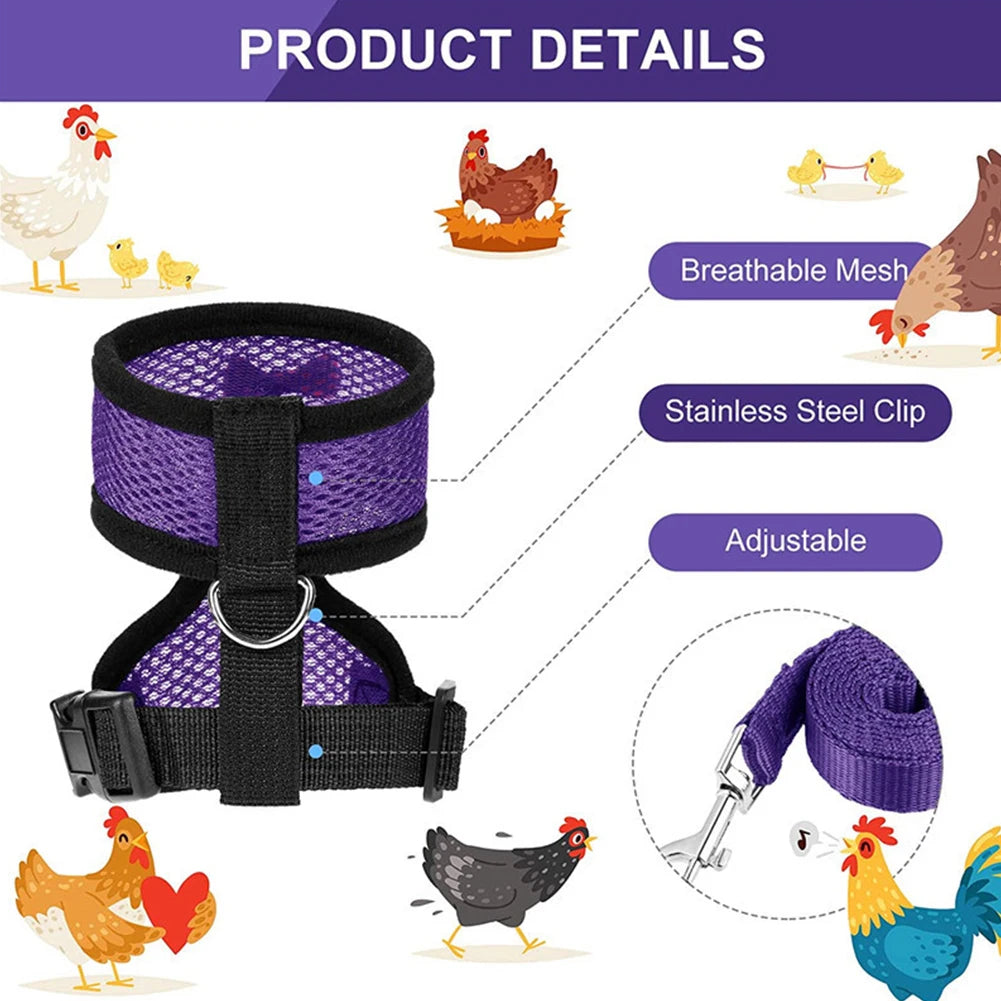 Pet Adjustable Harness Leash for Chicken Puppy Comfortable Breathable Pet Vest for Small Duck Goose Training Collars Accessories