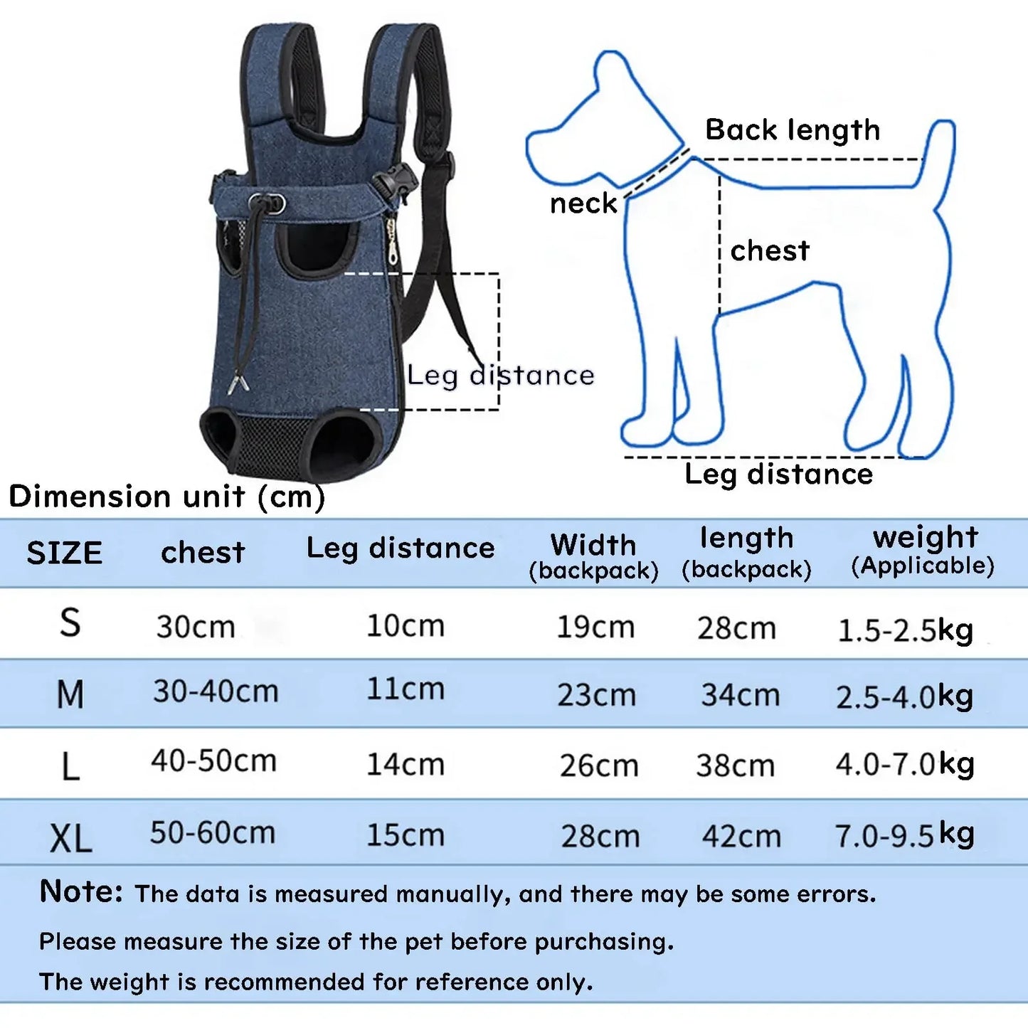 Pet Dog Carrier Backpack Double Shoulder Portable Bag Outdoor Travel Camping Hiking Chest Strap Bag