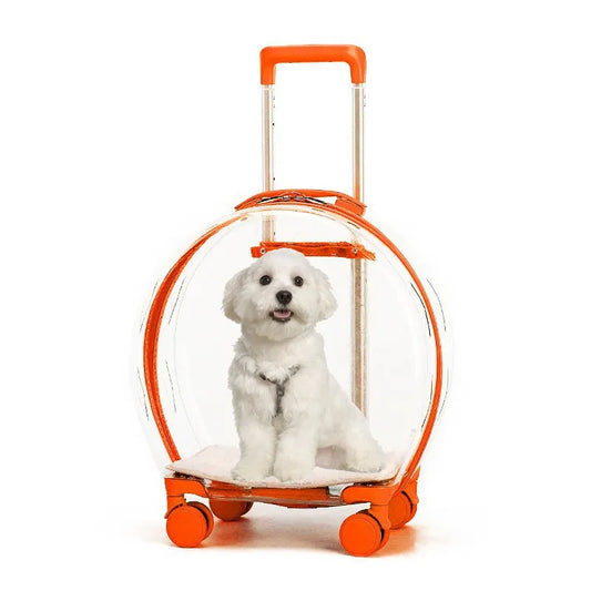 Pet Cat Dog Trolley Suitcase Luggage with Wheels Carrying Transparent Suitcase Breathable Pet Dog Carrier Backpack Pet Stroller