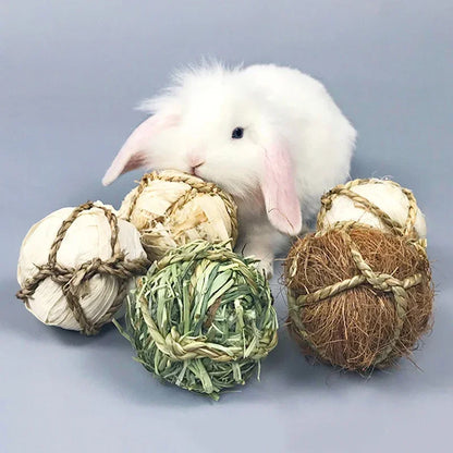 10 Styles 7CM Chewing Braided Ball Guinea Pig Rabbit Hamster Small Animal Play Pet Interactive Chew Toy Natural Grass Ball