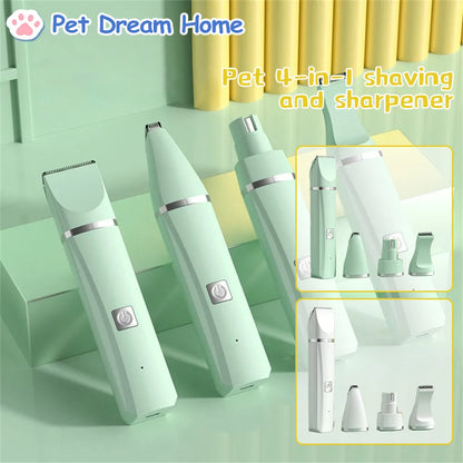 4-in-1 Pet Hair Remover Electric Silent Cat Dog Shaver Nail Grinder Electric Clippers Trimming Multi-function Nail Cutter Set