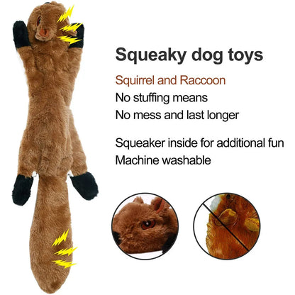 Funny Simulated Animal No Stuffing Dog Toy with Squeakers Durable Stuffingless Plush Squeaky Dog Chew Toy Crinkle Pet Squeak Toy