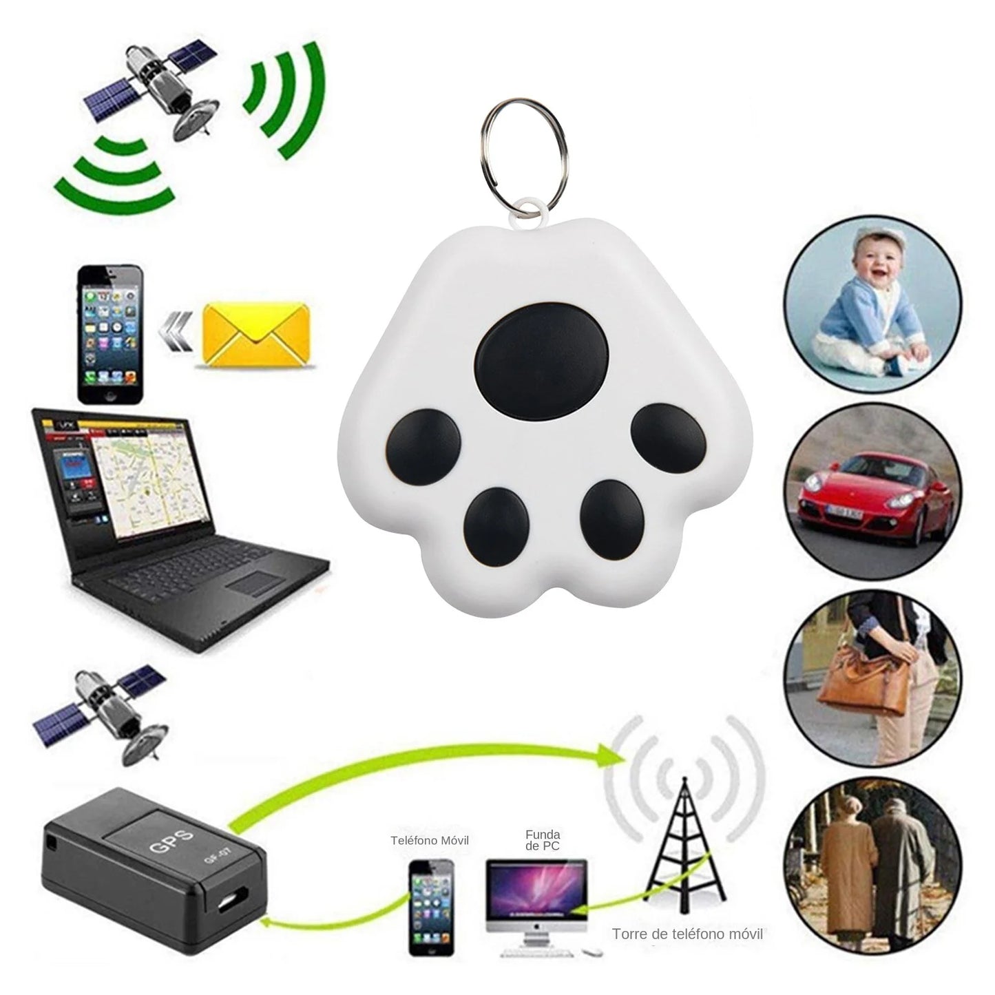 Mini Smart GPS Bluetooth Tracker Anti-Lost Device Dog Paw Shape Pet Kids Bag Wallet Keys Wireless Tracking Smart Finder Locator