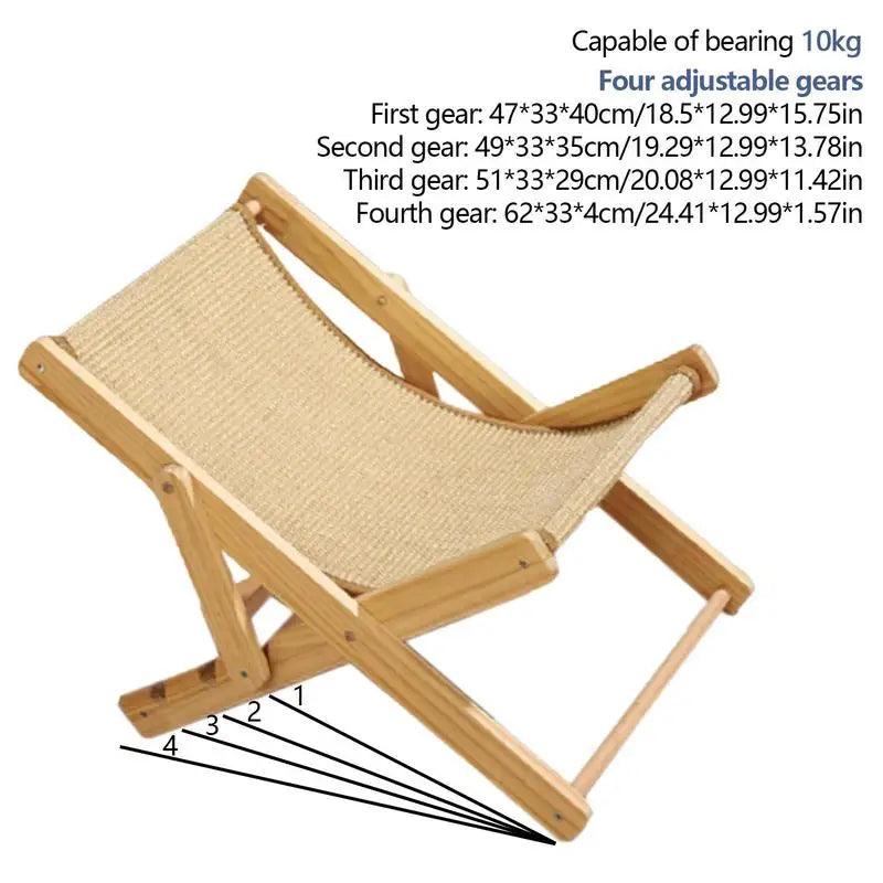 Cat Rocking Chair Cat Elevated Bed Adjustable Pet Lounger Hammock Chair Pet Sisal Bed Puppy Sleeping Nest House For 10kg Pet