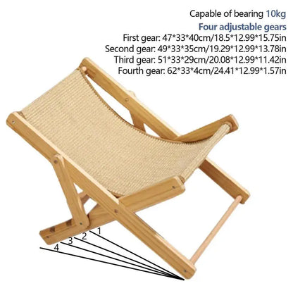 Cat Rocking Chair Cat Elevated Bed Adjustable Pet Lounger Hammock Chair Pet Sisal Bed Puppy Sleeping Nest House For 10kg Pet