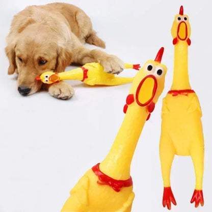 Dog Toy Squeeze Sound Screaming Chicken New Pet Dog Squeak Toy For Dogs Durable and Fun Yellow Rubber Vented Chicken Accessories