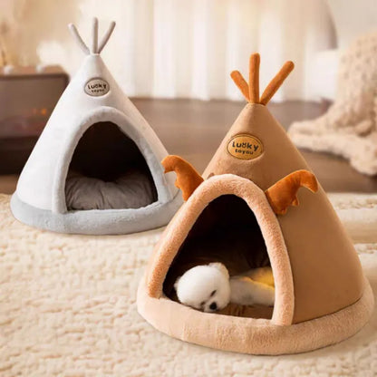 New Pet Tent House Cat Bed Warm Winter Cat Dog House Deep Sleep For Puppy Cat Indoor Outdoor Tent With Cushion Pet Supplies