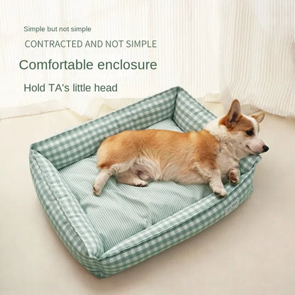 Bed for Dog Cat Pet Square Lattice Kennel Medium Small Dog Sofa Bed Cushion Pet Calming Dog Bed House Pet Supplies Accessories