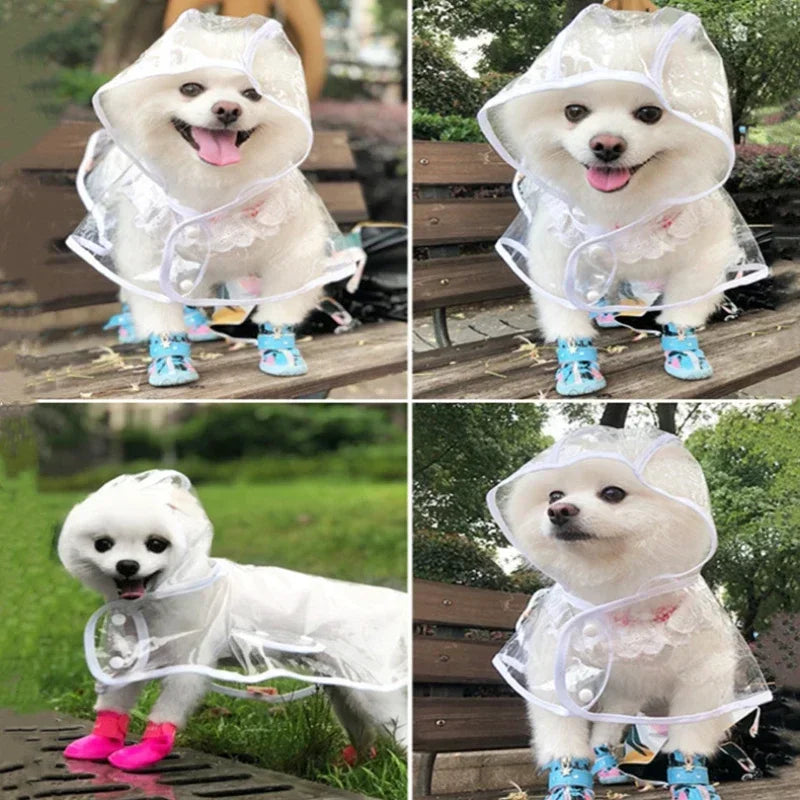 Clear Pet Raincoat  Rain Jacket Waterproof   Pet Coat for Samll Medium Dogs Teddy Shiba Dog Poncho Outdoor Walking Pet Clothes