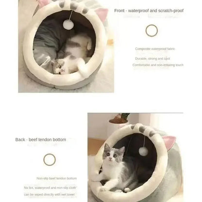 Sweet Cat Bed Warm Pet Basket Cozy Kitten Lounger Cushion Cat House Tent Very Soft Small Dog Mat Bag For Washable Cave Cats Beds