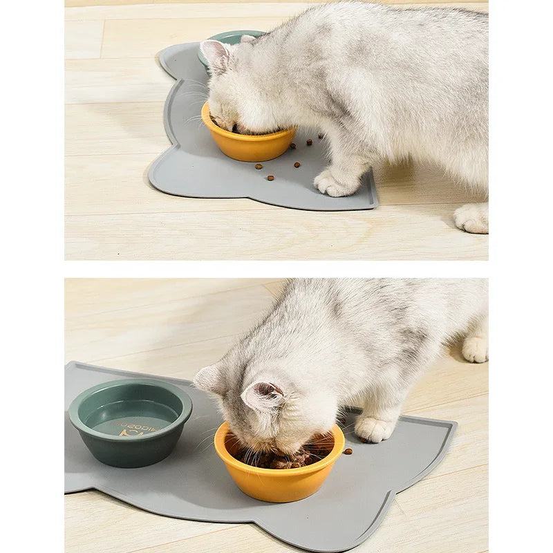 Pet Silicone Food Mat Bowl Pad Leak-Proof Non-Slip Feeding Mats Cushion for Cats Dogs Pet Items