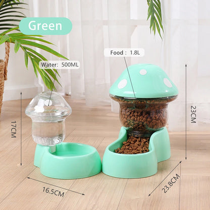 1.8l Pet Automatic Feeder Mushroom Type Anti-tipping Food Bowl Drinking Water Bottle Feeding Bowls For Pet Dogs Cats