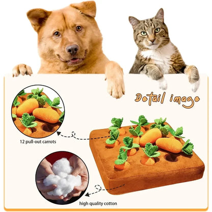 Carrot Snuffle Mat for Dogs Cats Puzzle Toy with 12 Carrots for Small Medium Large Interactive Pet Stress Relief Dogs Chew Toys