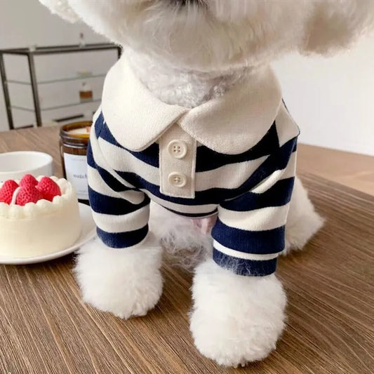 Dog Clothes Schnauzer Teddy York Shire Polo Shirt Summer Dress Striped Pet T-Shirt Dog Costume Soft Pullover Suit for Dog Puppy