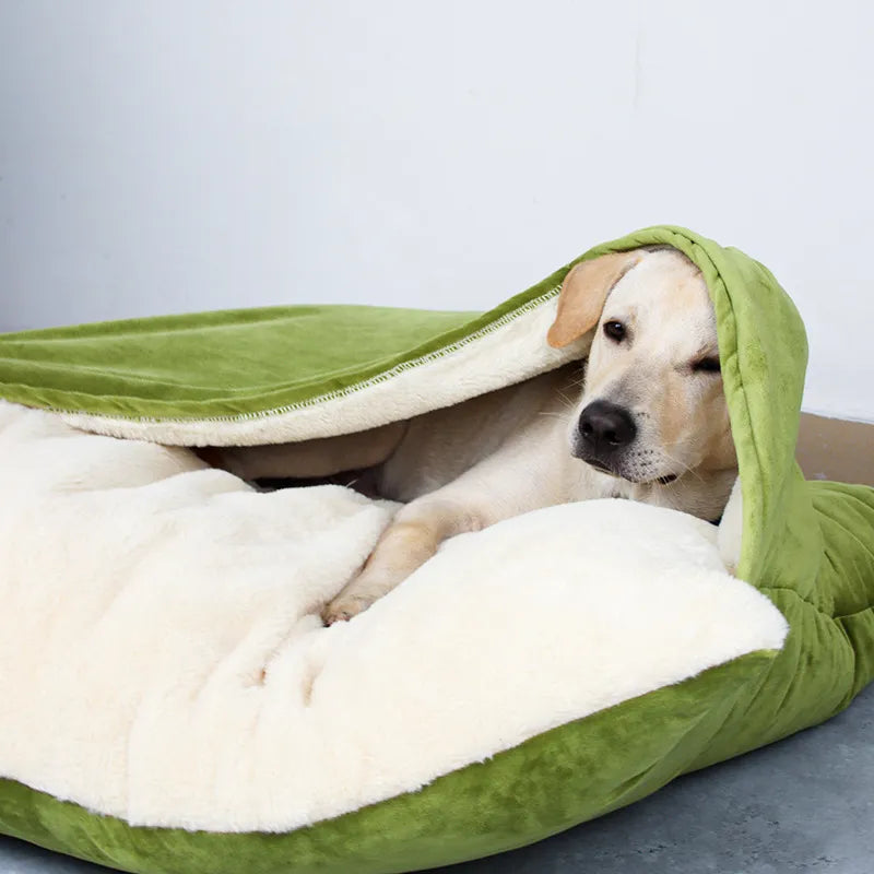 Winter Warm Dogs Kennel Pet Bed Removable Washable Bite-resistant Puppy Sofa Cushion Plush Cat Mat for Large Pet Sleeping Bag