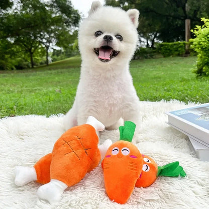 Orange Cute Puppy Pet Supplies Carrot Vegetables Shape Plush Chew Squeaker Sound Squeaky Interaction Dog Toys Gift Dog Accessor