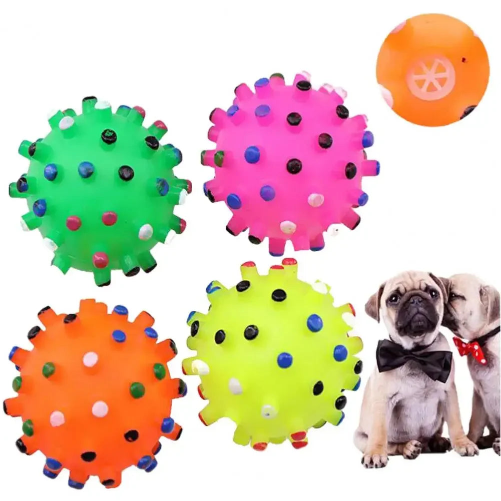 Round Dog Ball Toy Durable Puppy Training Ball Decompression Display Mold Squeaky Interactive Training Pet Ball Toy