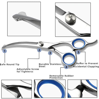 Stainless Steel Dog Scissors Pet Hair Cutting Clipper Professional Animal Grooming Scissors Safety Cat Hair Care Scissors Tool