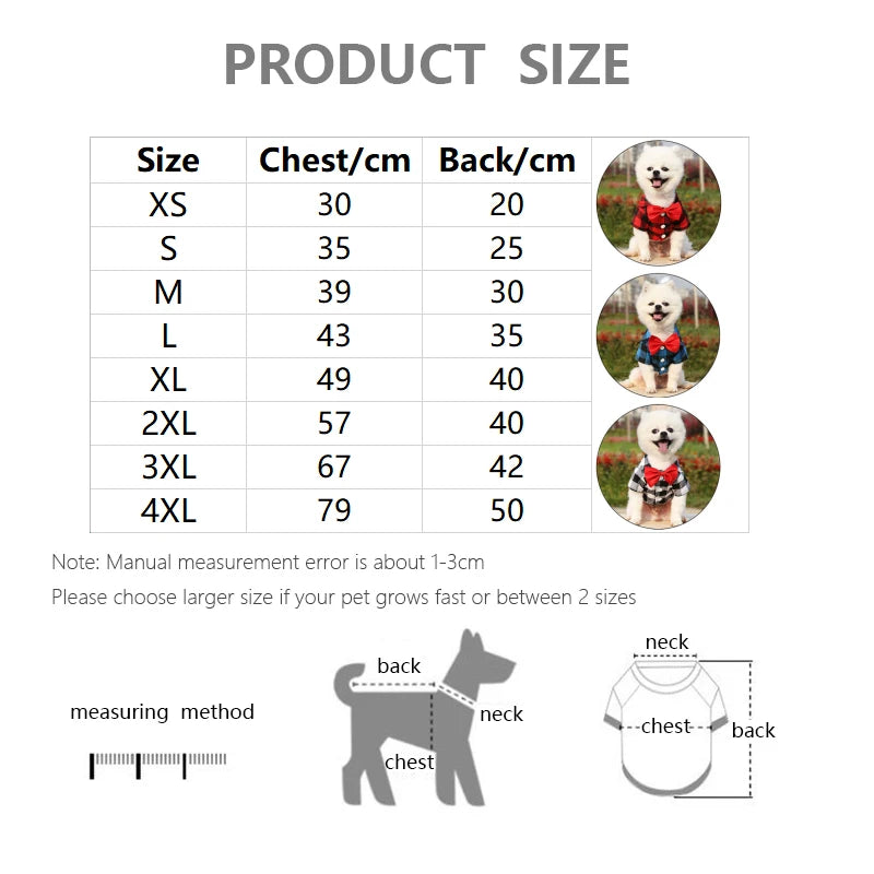 Pet Clothes Dogs Plaid Striped Shirt Suit Wedding Dress Puppy Coat Teddy Bear Pomeranian Vest Small-Medium Dog Cat Pet Costume