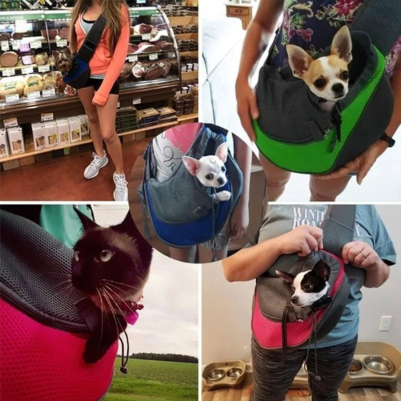 Dog Bag Pet Puppy Carrier S/L Outdoor Travel Dog Shoulder Bag Mesh Oxford Single Comfort Sling Handbag Tote Pouch