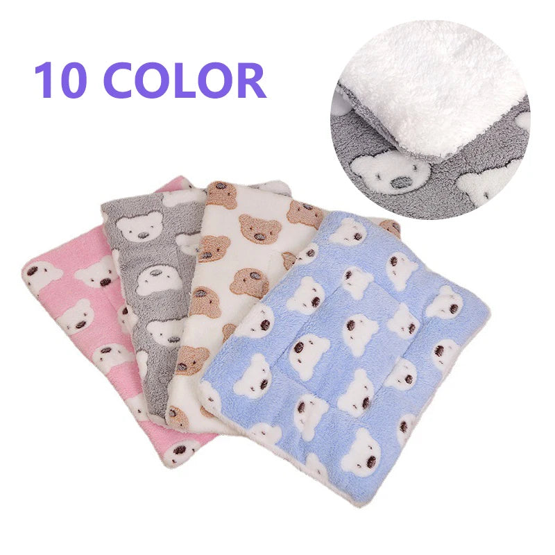 Soft Warm Flannel Thickened Pet Blanket Cat Litter Puppy Sleep Mat Washable Lovely Mattress Cushion for Small Large Dogs Dog Bed