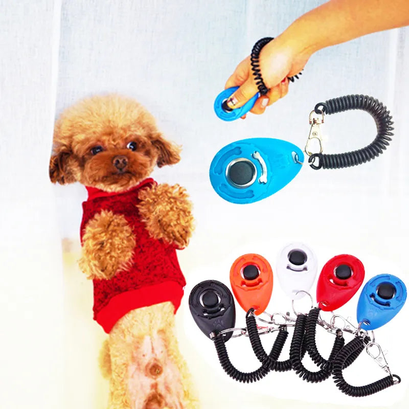 Pet Cat Dog Training Clicker Plastic New Dog Click Trainer Portable Auxiliary  Adjustable Wristband Sound Key Chain Dog Supplies