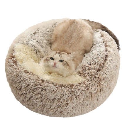 Soft Plush Pet Bed Round Cat Bed Pet Mattress Warm Cat and Dog 2-in-1 Sleeping Nest (Suitable for Small Dogs Cat's House Cats