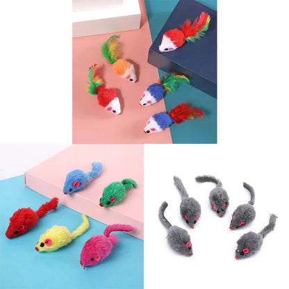 5Pcs Plush Catmint Simulation Mouse Interactive Cat Pet Catnip Teasing Interactive Toy For Kitten Gifts Supplies By Random Color