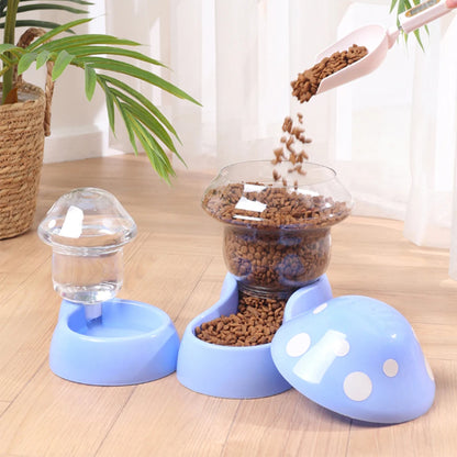 1.8l Pet Automatic Feeder Mushroom Type Anti-tipping Food Bowl Drinking Water Bottle Feeding Bowls For Pet Dogs Cats