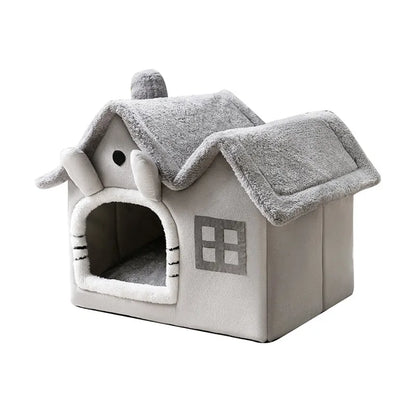 Foldable Cat House Winter Warm Chihuahua Cave Bed Cat Basket for Small Dogs Warm Soft Cat Bed Mat Kennel Puppy House Deep Sleep