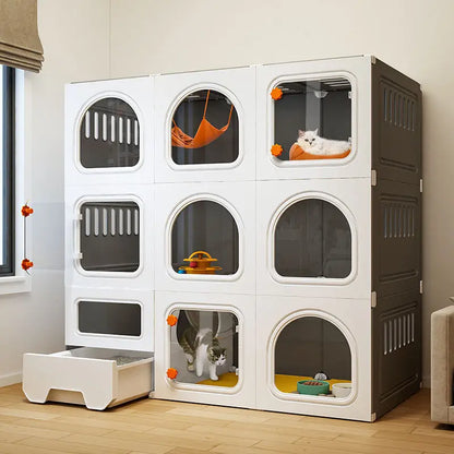 Transparent Cat Cages Home Indoor Multi-storey Pet Villa Litter One Super Large Space   Cage House Pet Product E