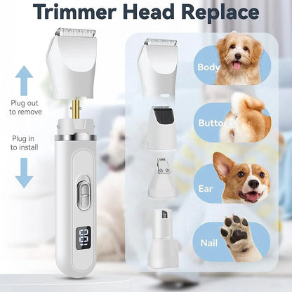 4 in 1 Pet Electric Hair Clipper Dog  Grooming Trimmer Set, USB  Dog And Cat Paw Hair Trimmer.