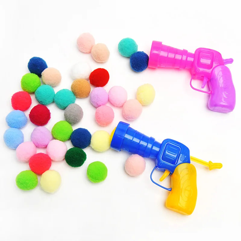 Pet Plush Ball Launcher Toys Set Funny Cats Plastic Shooting Gun Kitten Training Run Interactive Supplies Dog Throwing Toys New