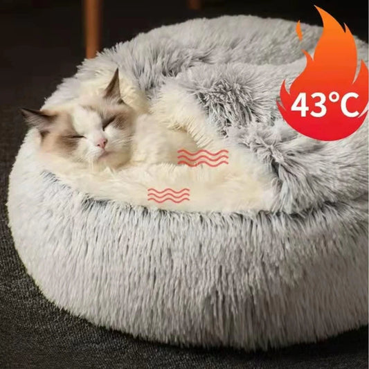 Soft Plush Pet Bed Round Cat Bed Pet Mattress Warm Cat and Dog 2-in-1 Sleeping Nest (Suitable for Small Dogs Cat's House Cats