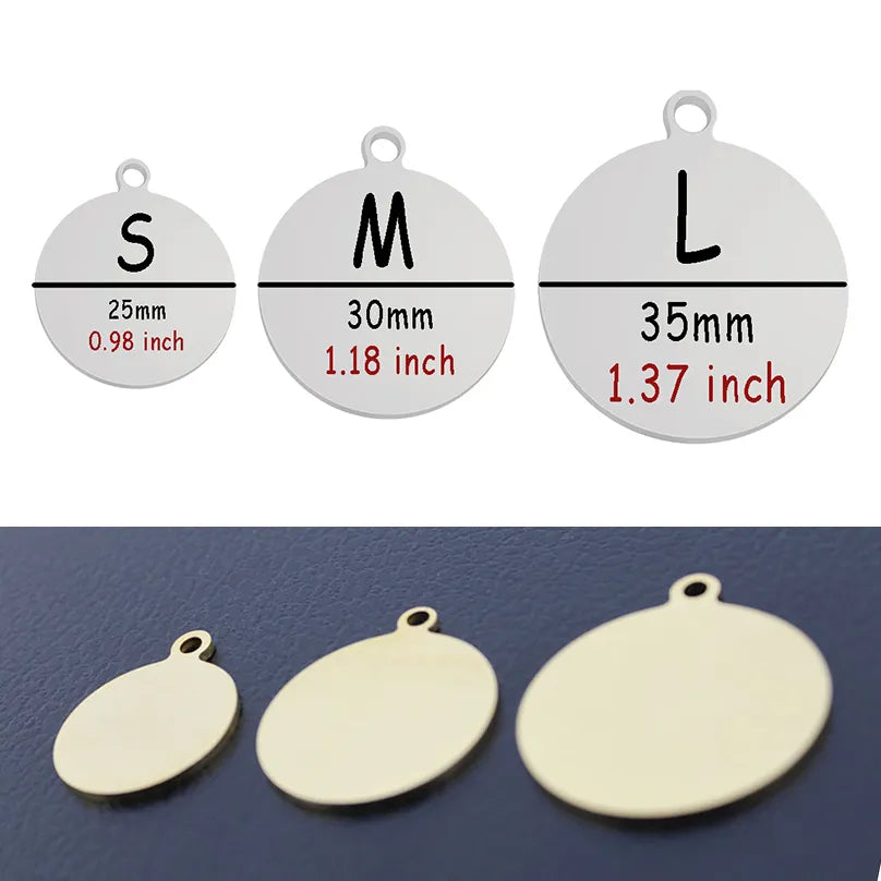 Custom Personalized Cat Dog ID Circle Tag Collar Pendant Engraved Pet Necklace Chain Charm Supplies For Tag Name Products